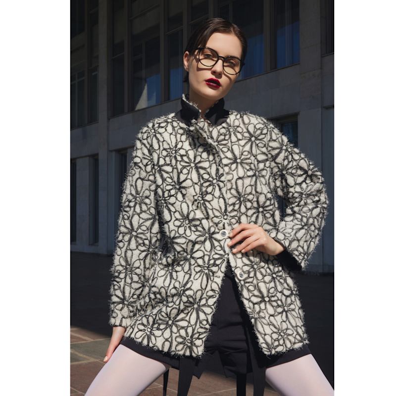 Thumbnail of Ivory Abstract Textured Jacket With Satin Lining image
