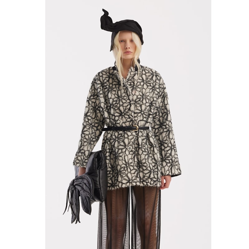 Thumbnail of Ivory Abstract Textured Jacket With Satin Lining image