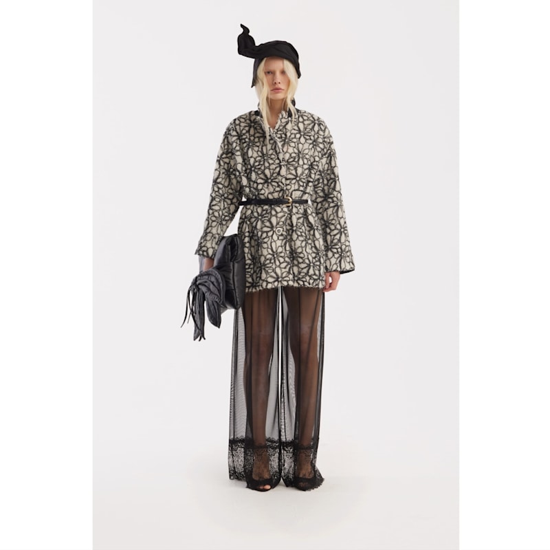 Thumbnail of Ivory Abstract Textured Jacket With Satin Lining image