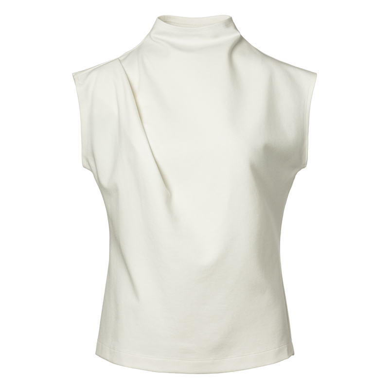 Ivory Cocktail Blouse – Minimalist High-Neck Event Top | JANA