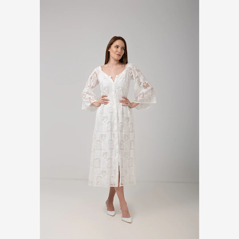 ivory lace midi dress Elegance | IZABELA MANDOIU Floral dress