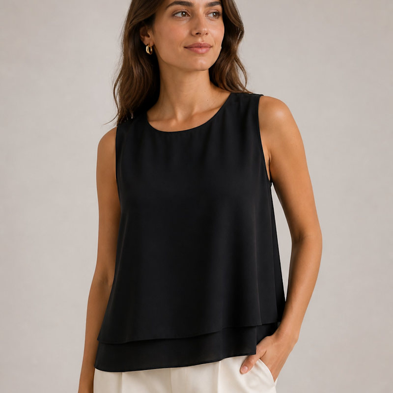 Thumbnail of Ivory Layered Sleeveless Blouse image