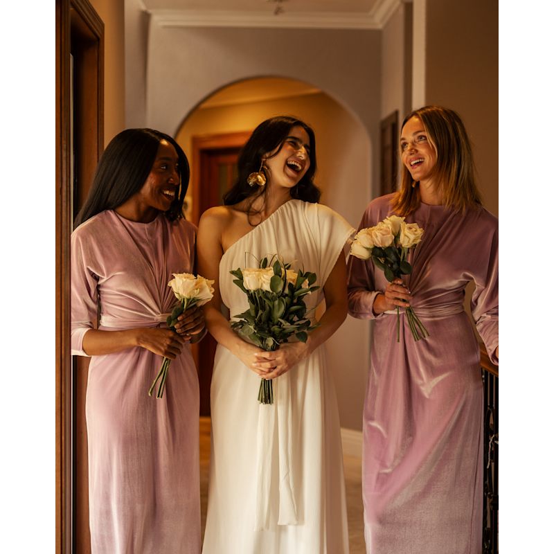 Ivory Pleated One Shoulder Maxi Dress | Jennafer Grace | Wolf & Badger