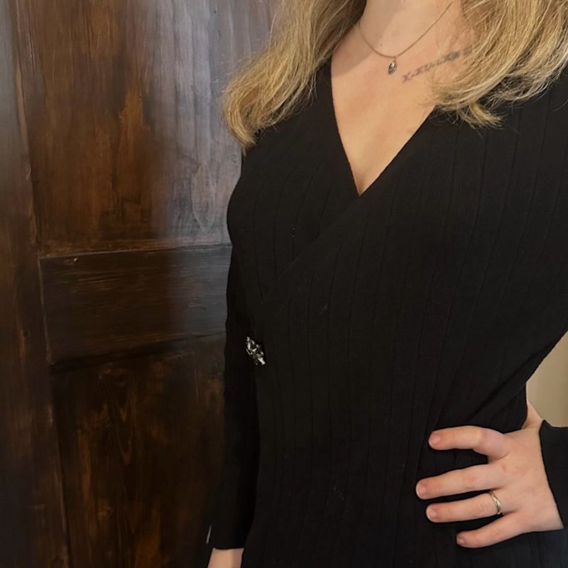Thumbnail of Ivory Ribbed Wrap Knit- Sweater image