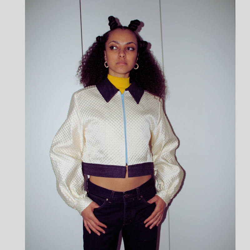 Thumbnail of Ivory Waffle Upcycled Bomber Jacket image