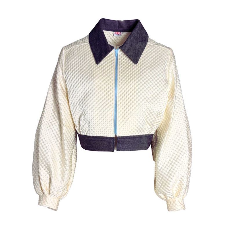 Thumbnail of Ivory Waffle Upcycled Bomber Jacket image