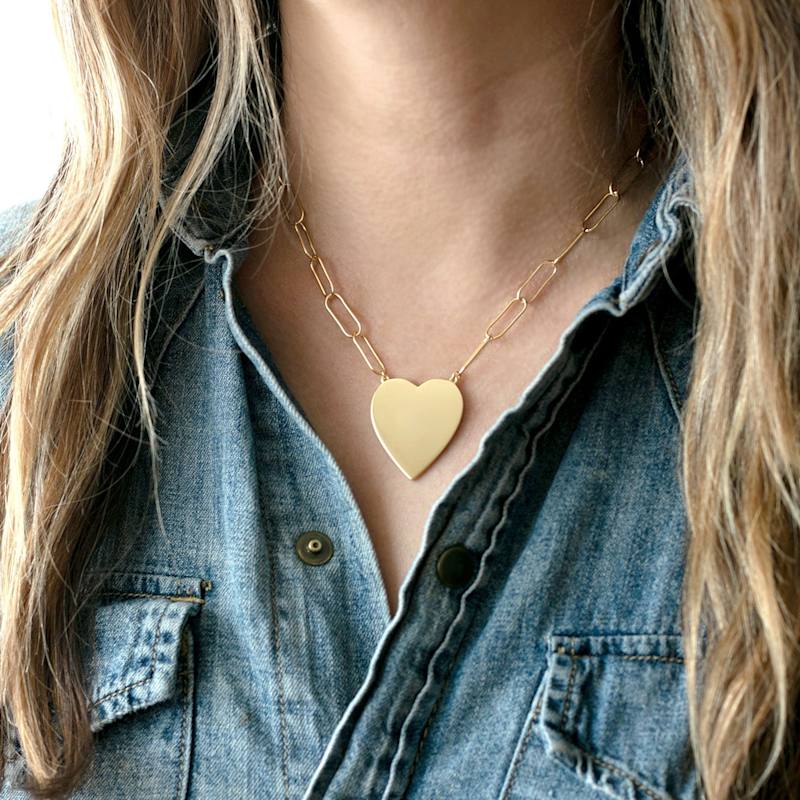 Large Heart Pendant On Large Link Chain Gold Filled | Kris Nations ...