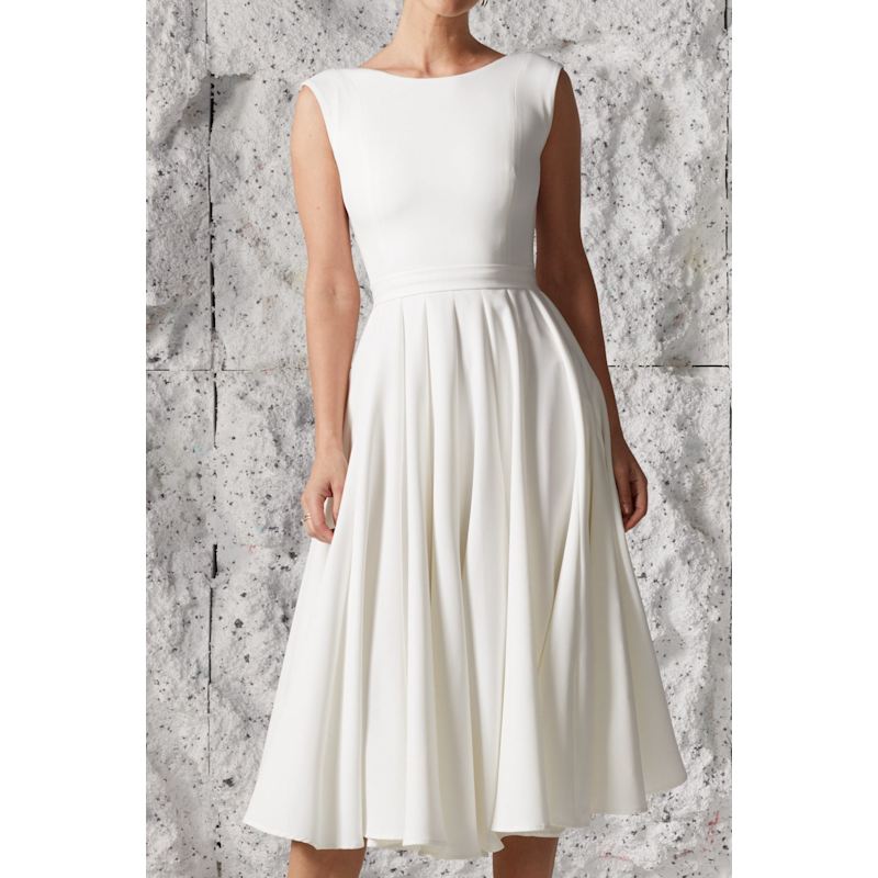 Thumbnail of Ariose White Flared Open Back Midi Wedding Dress image