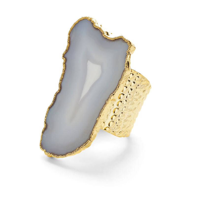 Thumbnail of Ultra Mega White Gemstone Gold Statement Ring image