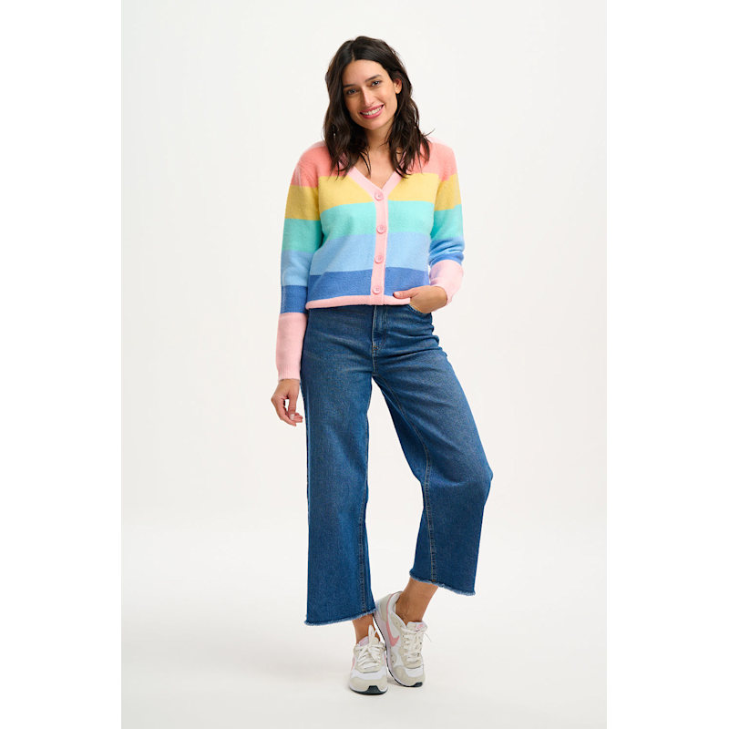 Izzy Cardigan Multi, Pastel Rainbow Stripes Sugarhill Brighton - Main Image