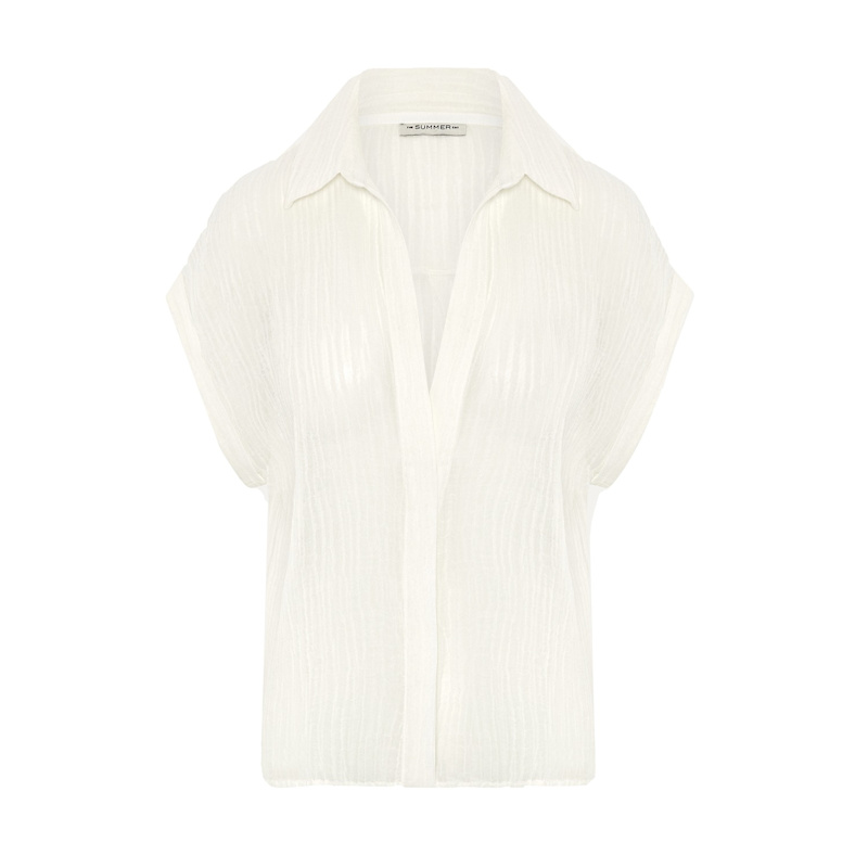Thumbnail of Izzy Crinkle Linen Shirt - Ivory image