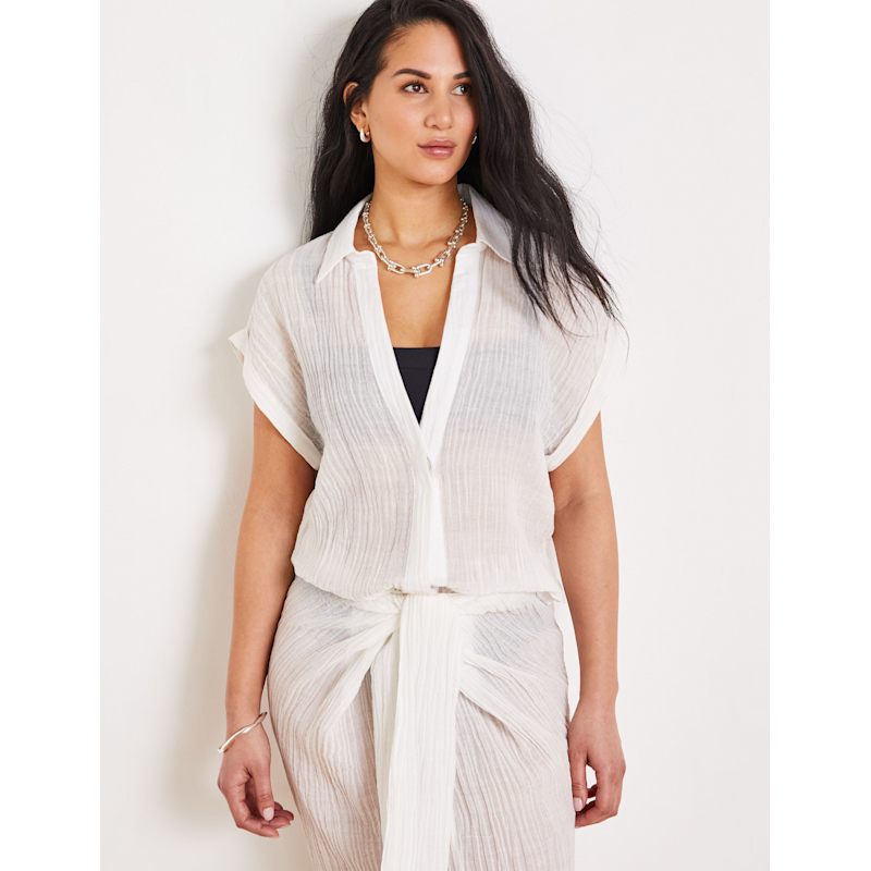Thumbnail of Izzy Crinkle Linen Shirt - Ivory image