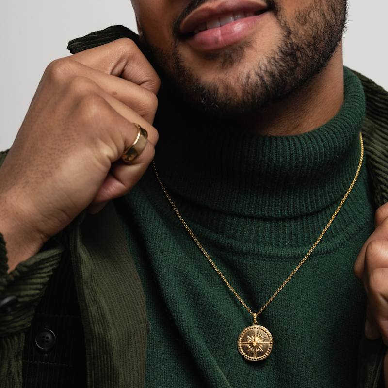 Thumbnail of Men's Diamond True North Necklace In Gold Vermeil image