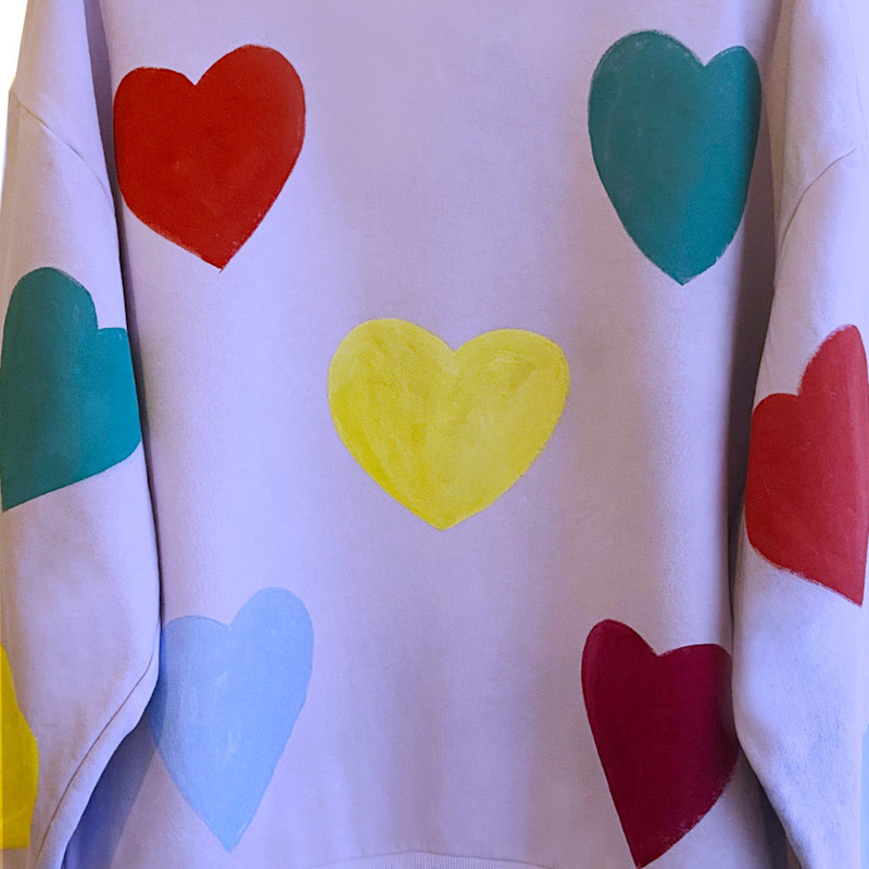 Thumbnail of Oversized Lilac Love Heart Sweatshirt image