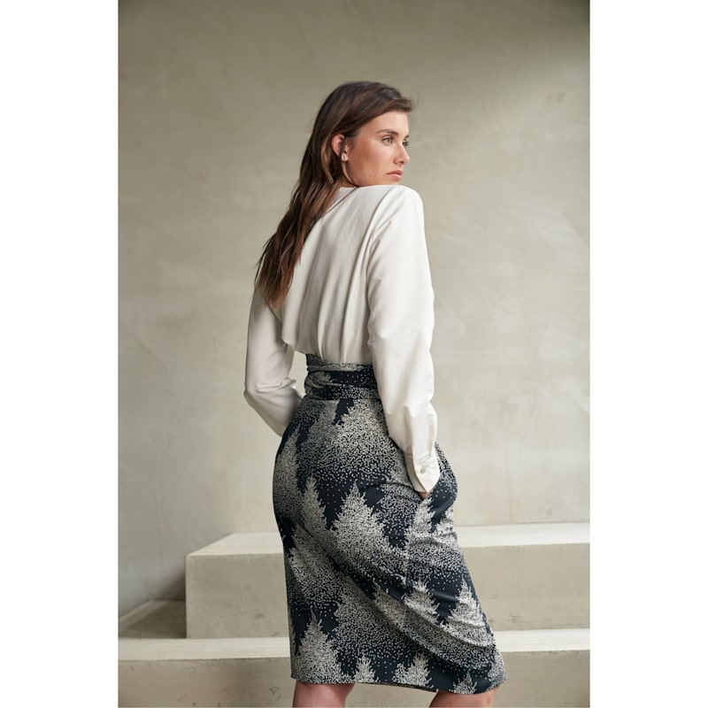 Thumbnail of Forest Print Pencil Skirt With Tie Belt image