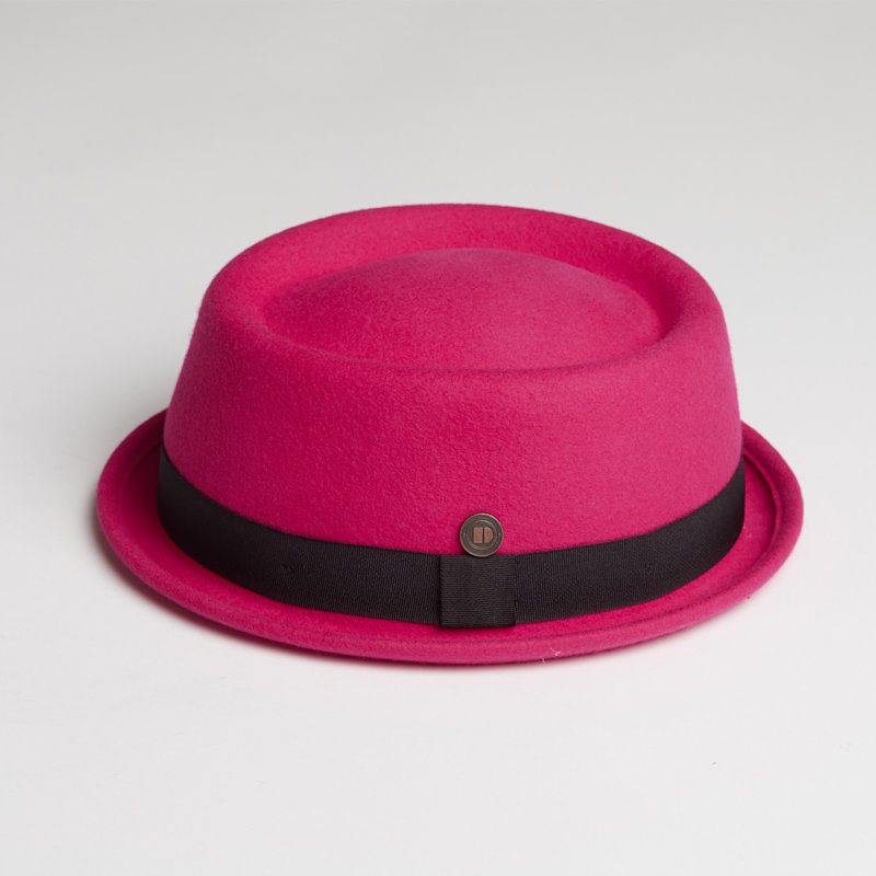 Thumbnail of Jack Fuchsia Felt Skimpy Brim Short Brim Rude Boy Mod Style Porkpie Hat image