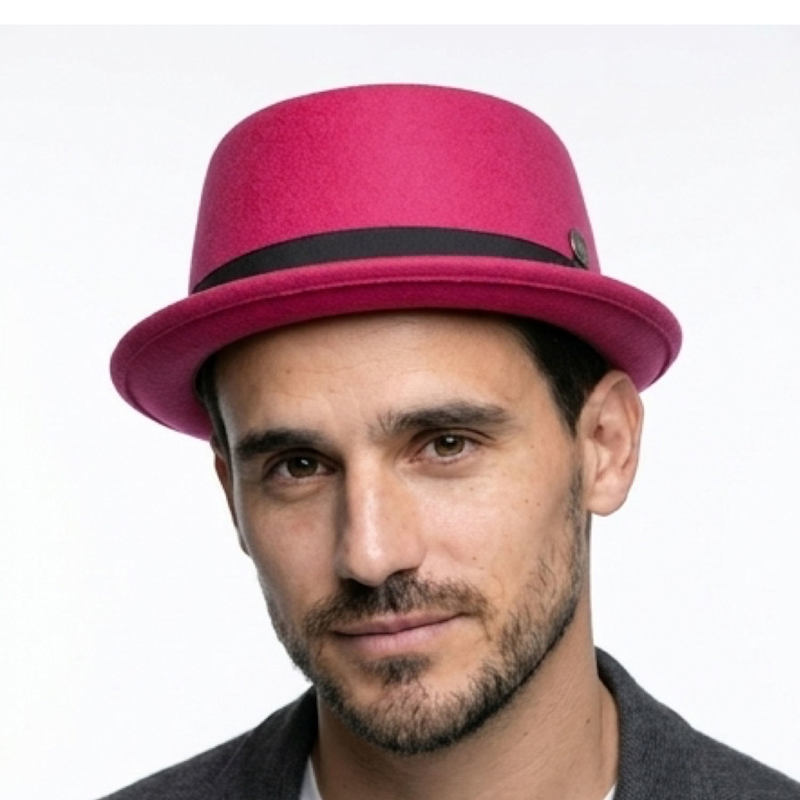 Thumbnail of Jack Fuchsia Felt Skimpy Brim Short Brim Rude Boy Mod Style Porkpie Hat image