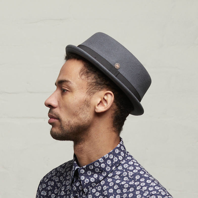 Jack Grey Felt Skimpy Brim Short Brim Rude Boy Mod Style Porkpie