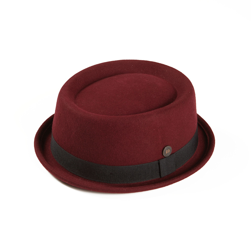 Jack Vino Burgundy Felt Skimpy Brim Short Brim Rude Boy Mod Style Porkpie  Hat by Dasmarca Hats