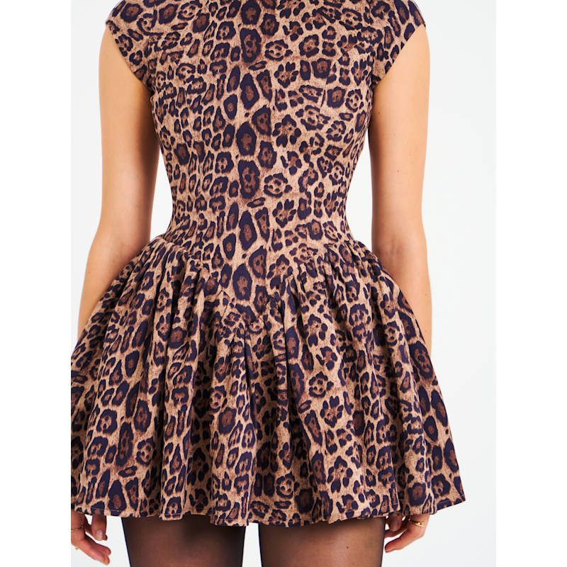 backless cheetah print dress Women's In Case You Forgot Tan Leopard Print Satin Halter Maxi Dress | Size: L main image 0