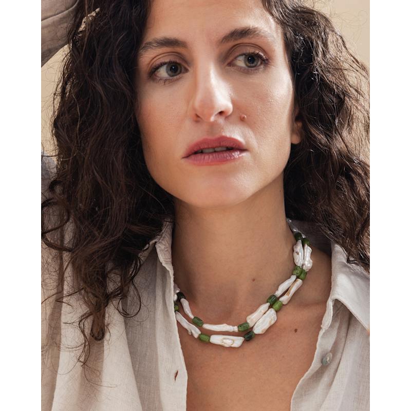 Thumbnail of Jade Serenity Necklace With Irregular Baroque Pearls image