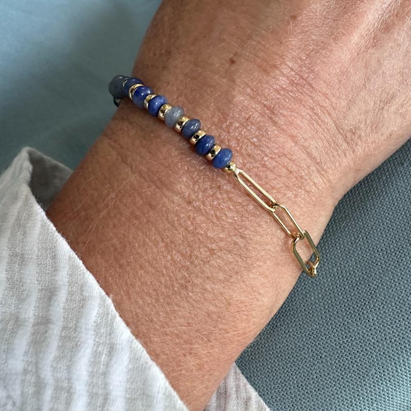 Thumbnail of Jade Stone Paperclip Gold Bracelet - Green image