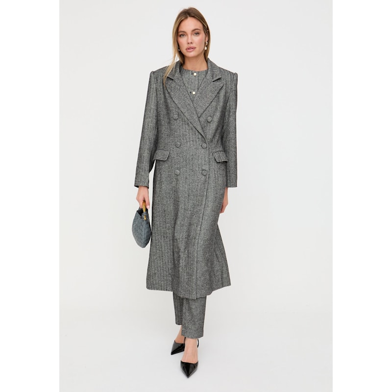 Thumbnail of Jakki Tailored Herringbone Coat In Grey image