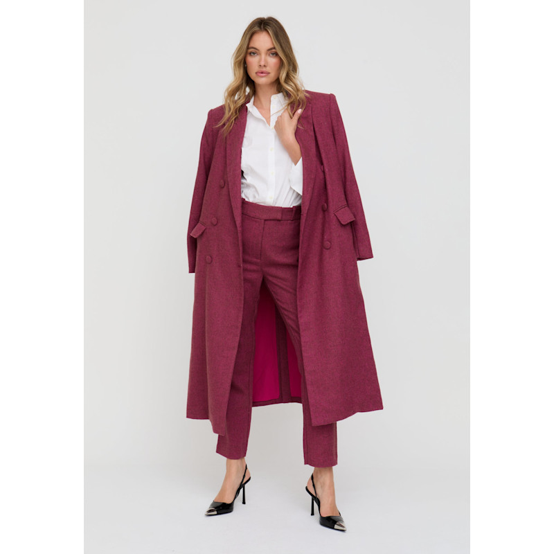 Thumbnail of Pandora Tapered Herringbone Print Trouser In Pink image