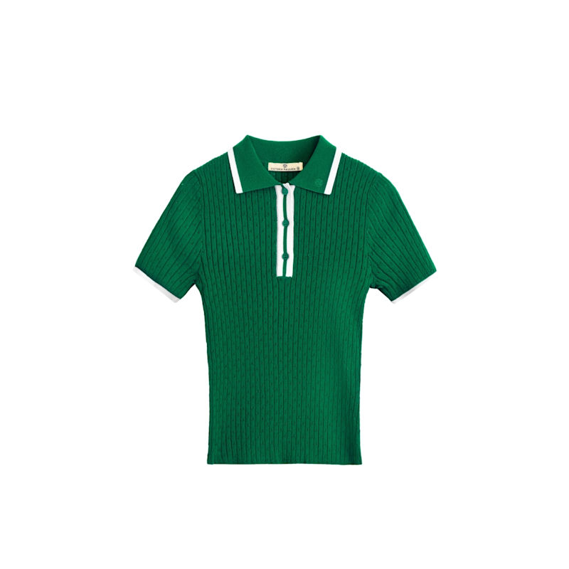 Thumbnail of Jamie Pointelle Knit Short Sleeve Polo- Green image