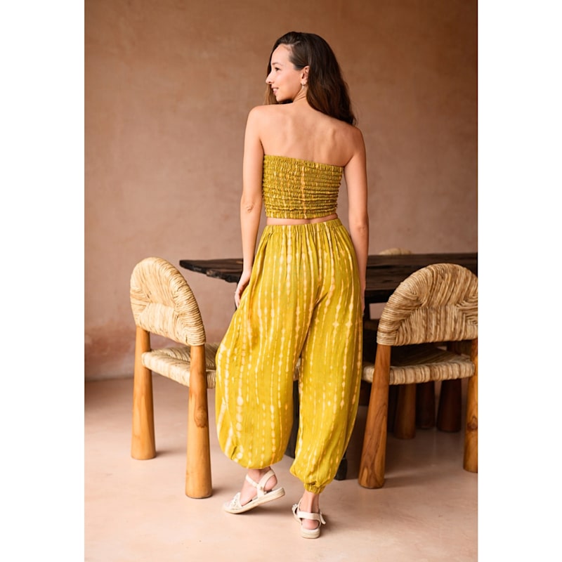 Thumbnail of Jane Balloon Pants With Matching Tube Top Set In Lemongrass image