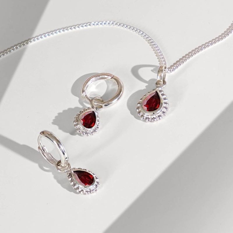 Thumbnail of January Birthstone Sterling Silver Necklace - Garnet image