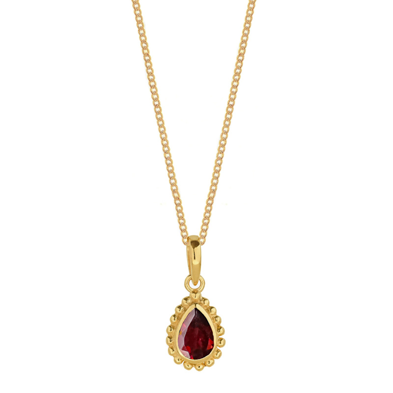 Thumbnail of January Birthstone Gold Necklace - Garnet image