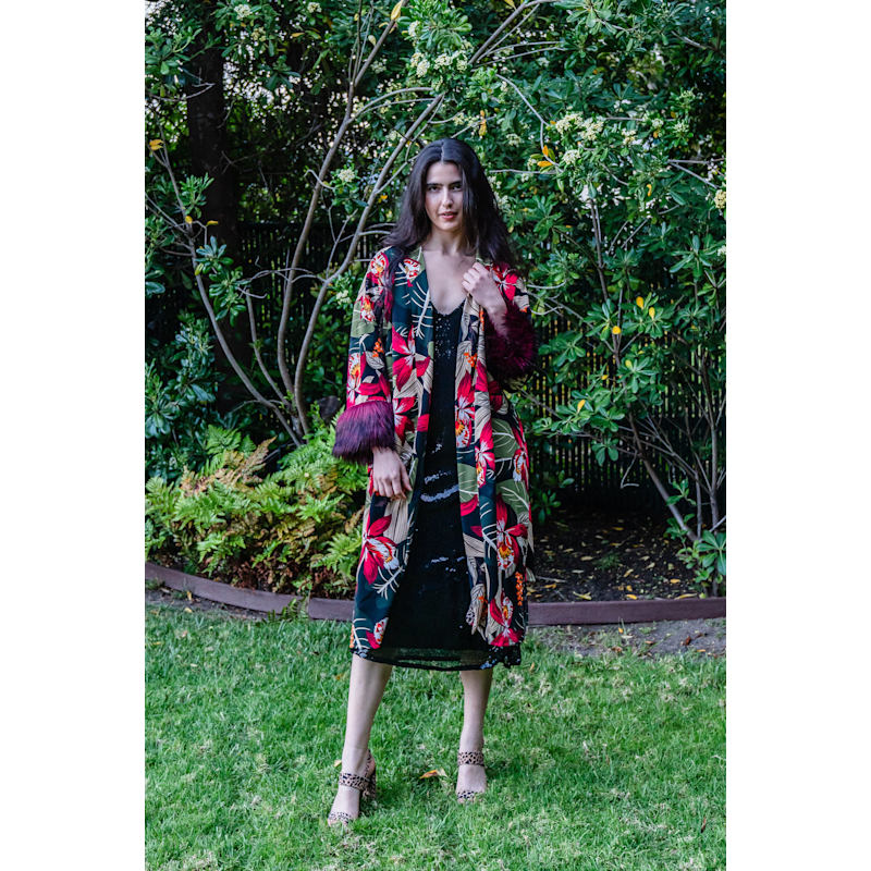 Thumbnail of Jardin Nuit  Faux Fur Koi Kimono image