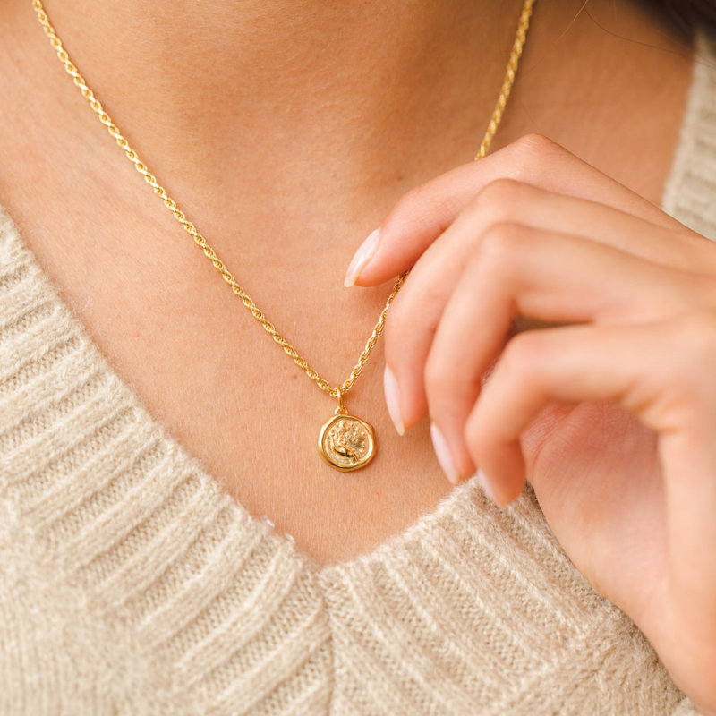 Thumbnail of Gold Plated Manifest Magic Charm Necklace With Twisted Rope Chain image