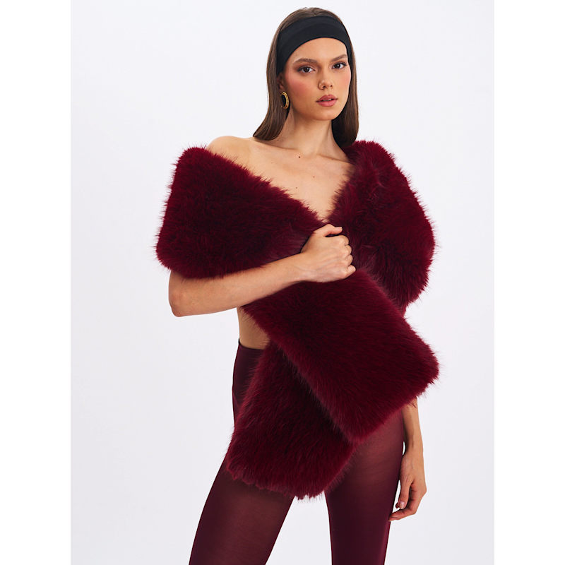 Thumbnail of Jazmin Burgundy Multi-Wear Faux Fur Scarf image