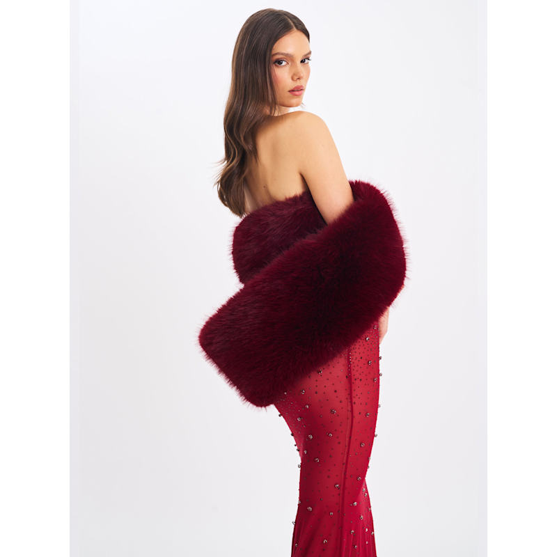 Thumbnail of Jazmin Burgundy Multi-Wear Faux Fur Scarf image
