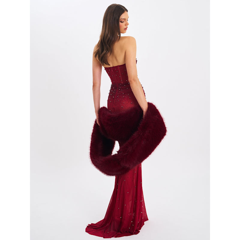 Thumbnail of Jazmin Burgundy Multi-Wear Faux Fur Scarf image