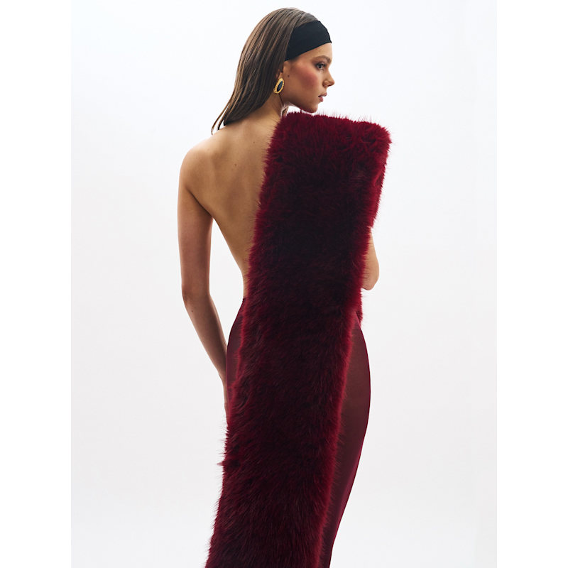 Thumbnail of Jazmin Burgundy Multi-Wear Faux Fur Scarf image