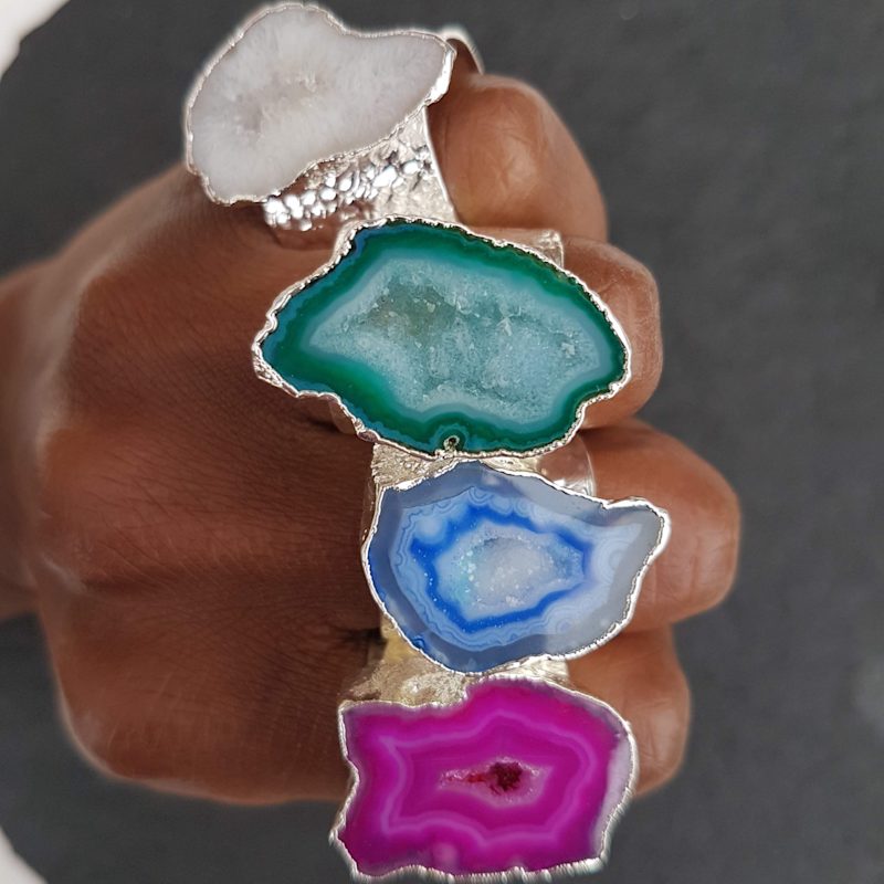 Thumbnail of Silver Green Gemstone Mega Ring image