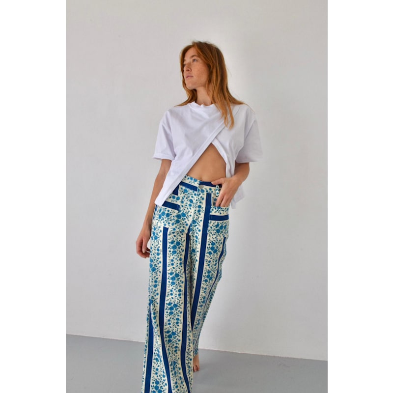 Thumbnail of Valeria Blue Floral Jeans image