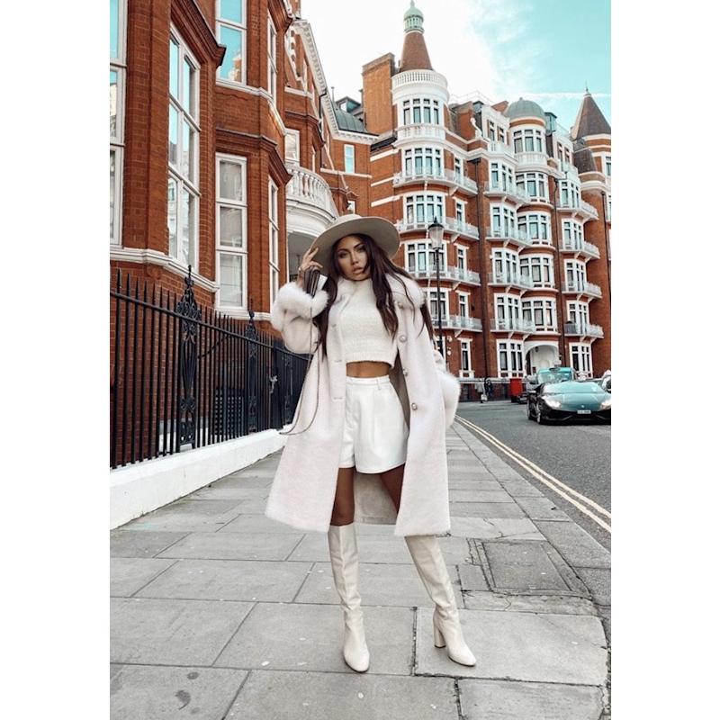 Thumbnail of 'Monroe' 100% Wool & Faux Fur Teddy Coat In Bianco image