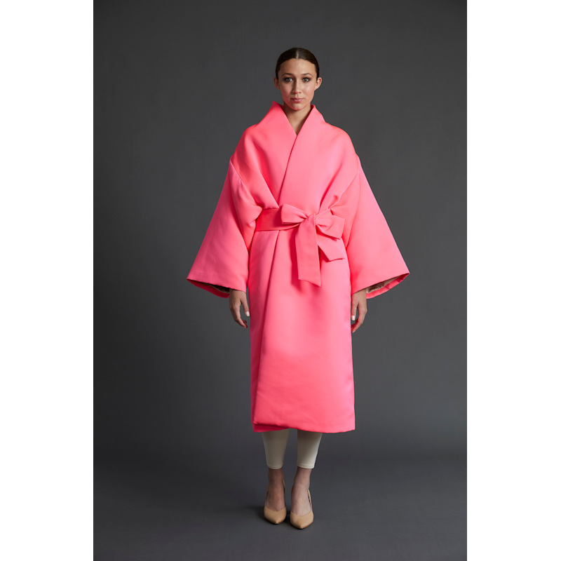 Thumbnail of Jenna Pink Faille Kimono Coat image
