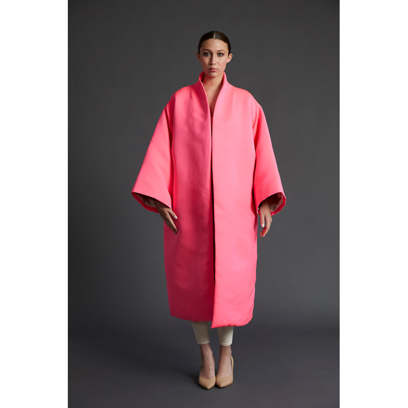 Thumbnail of Jenna Pink Faille Kimono Coat image