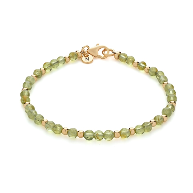 Thumbnail of Jewel Bead August Birthstone Bracelet Gold Plated Sterling Silver - Peridot image