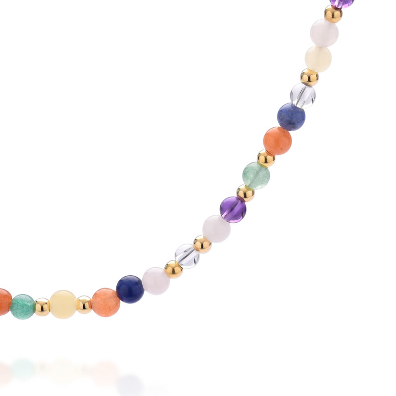 Thumbnail of Jewel Bead Chakra Necklace Gold Plated Sterling Silver image