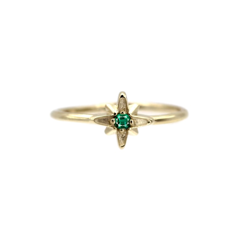 Thumbnail of 14K Yellow Solid Gold North Star Emerald Ring image