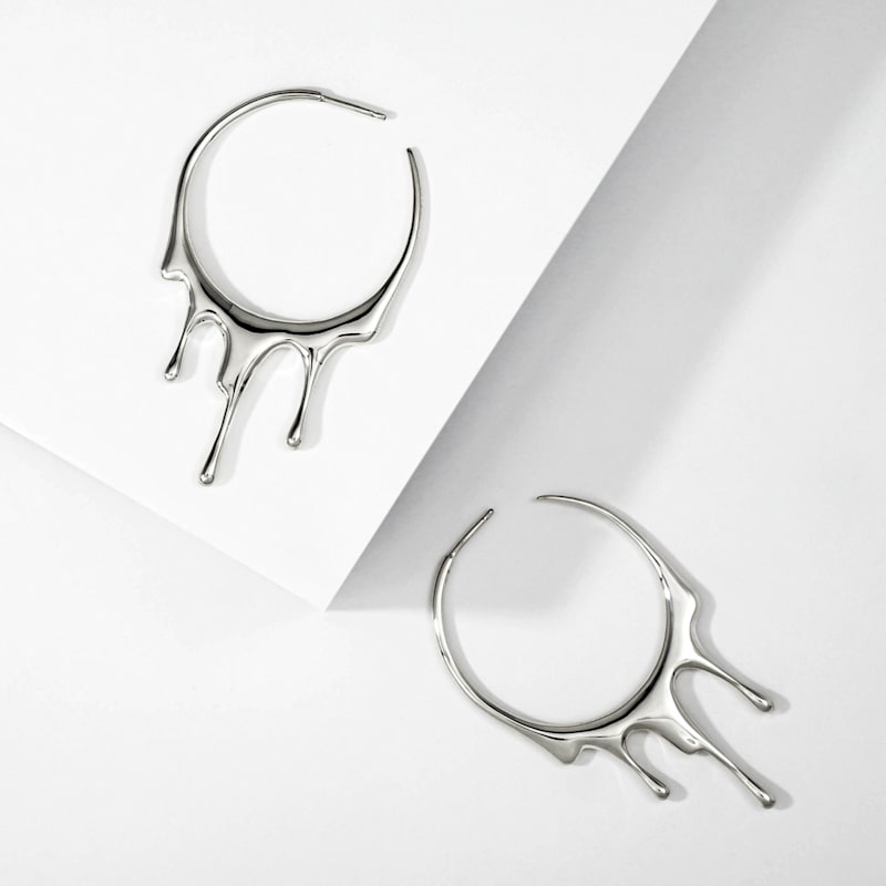 Thumbnail of Dripping Rivulet Sterling Silver Hoop Earrings image