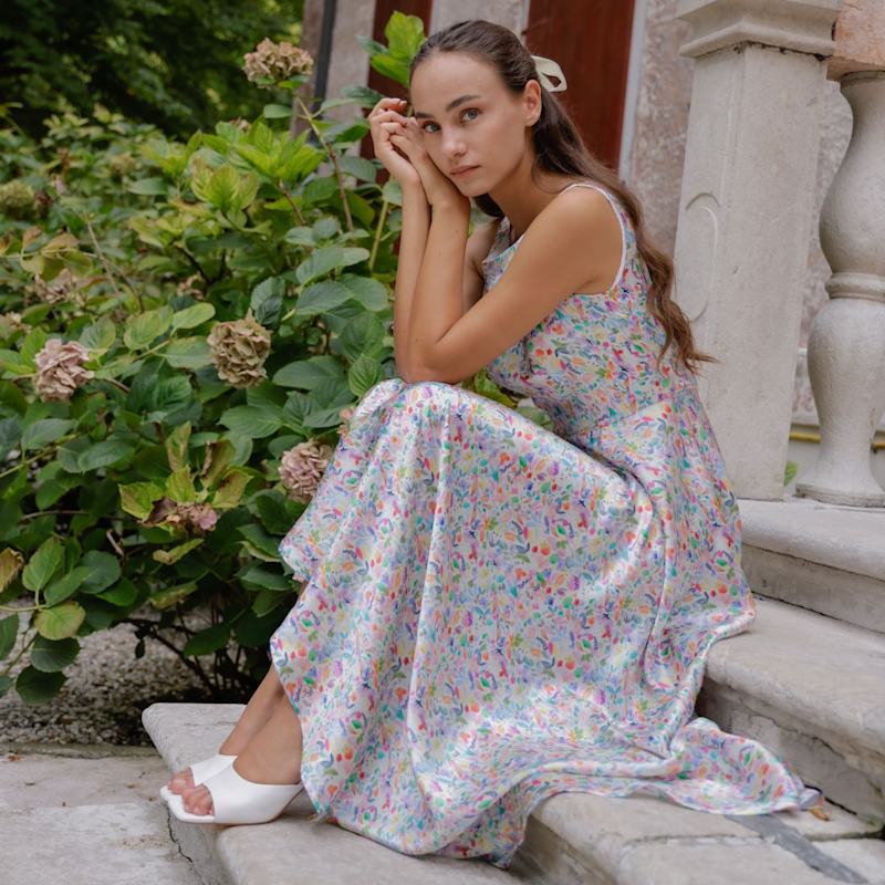 slim fit dress slacks Watercolor Floral Cocktail Dress, size X-small main image 0