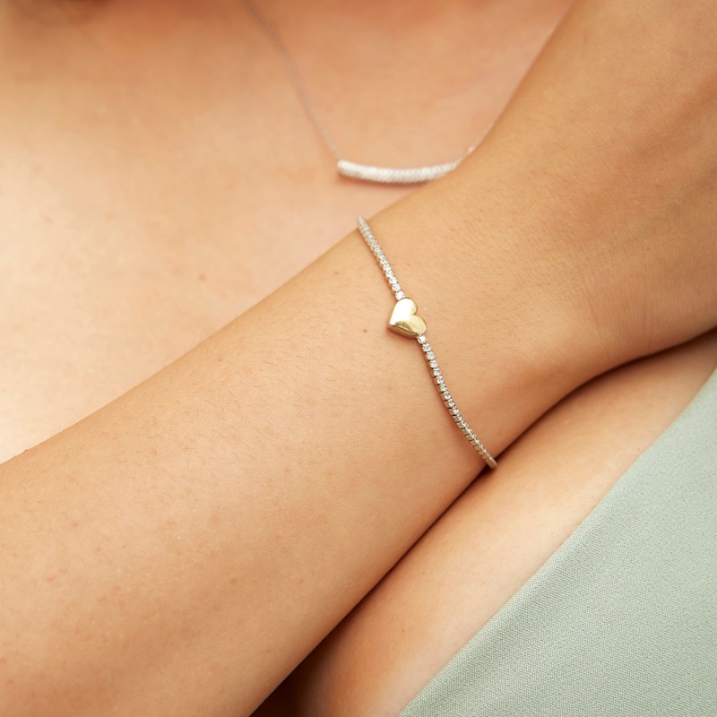 Thumbnail of Sterling Silver Heart Tennis Bracelet image