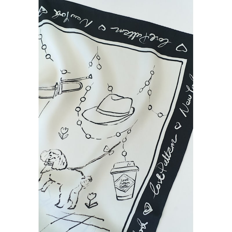 Thumbnail of New York In Sketches Silk Scarf - Black & White image